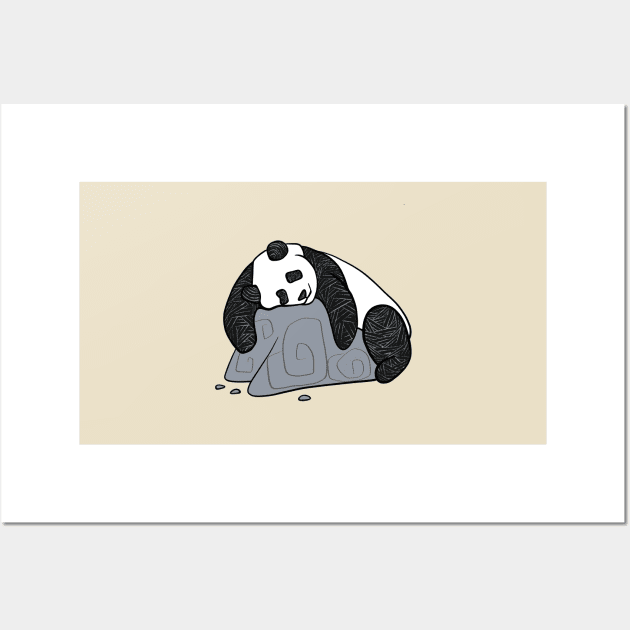 Cute Panda with Unique ornaments Wall Art by Caving Designs